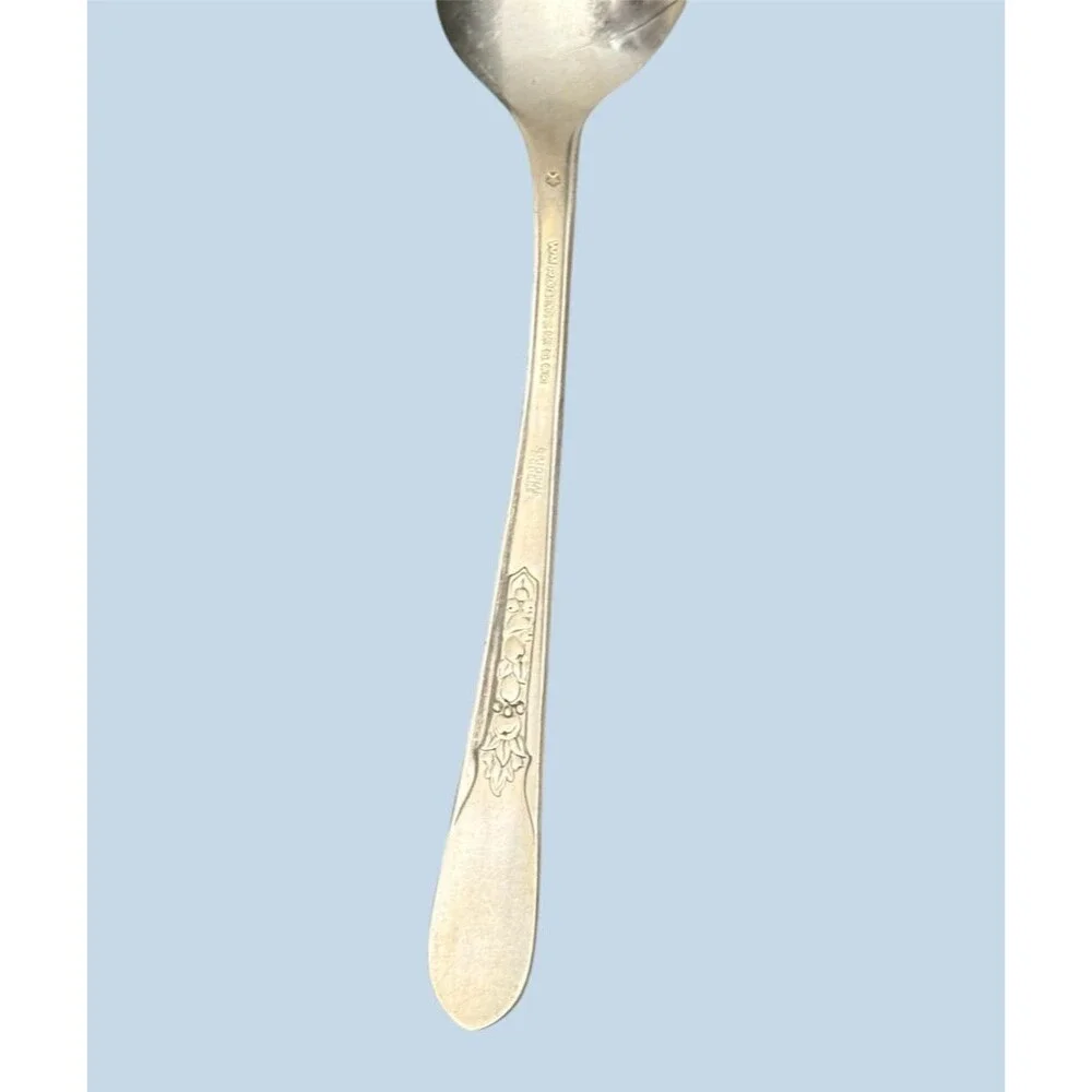 Wm Rogers Mfg Co Original Rogers Serving Spoon Fruit Motif Silverplate VTG 1890s